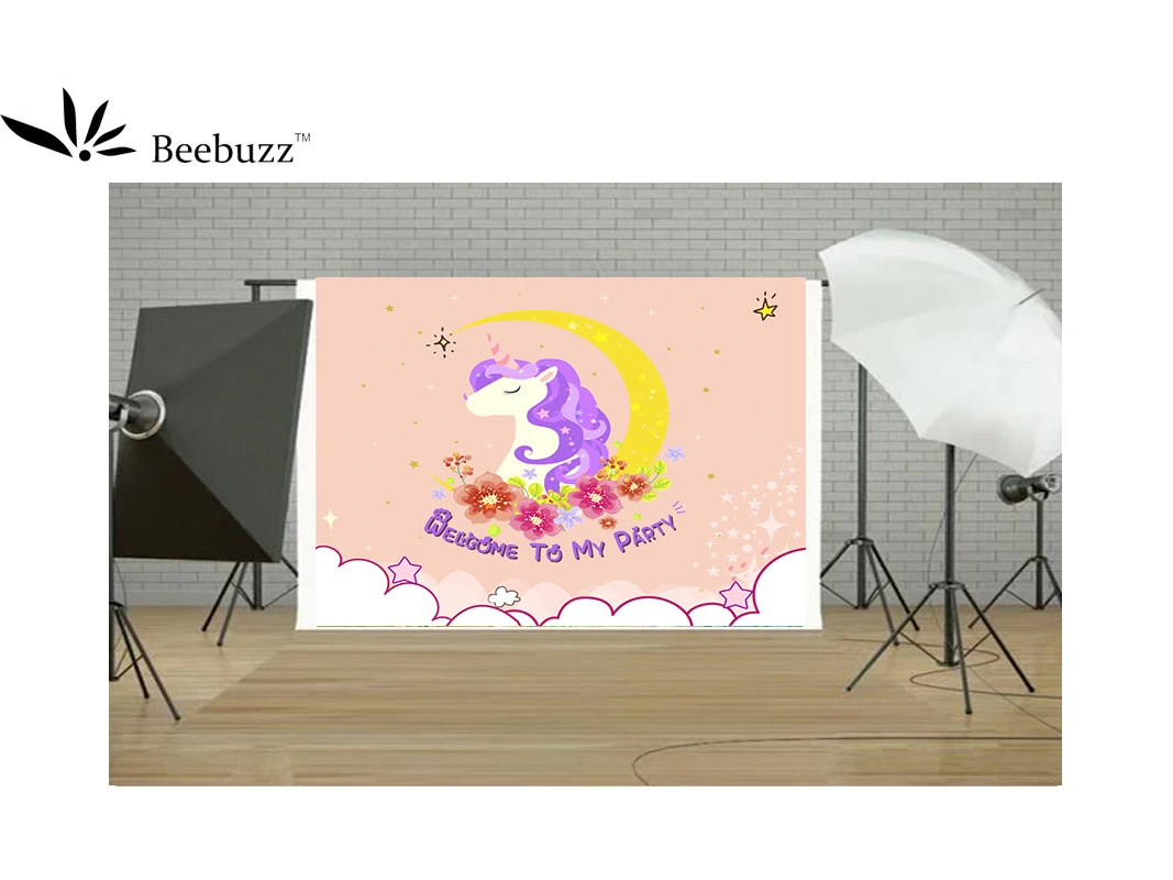 Фон для фотосъемки Beebuzz розовый мультяшный Единорог фон день рождения Фотофон |
