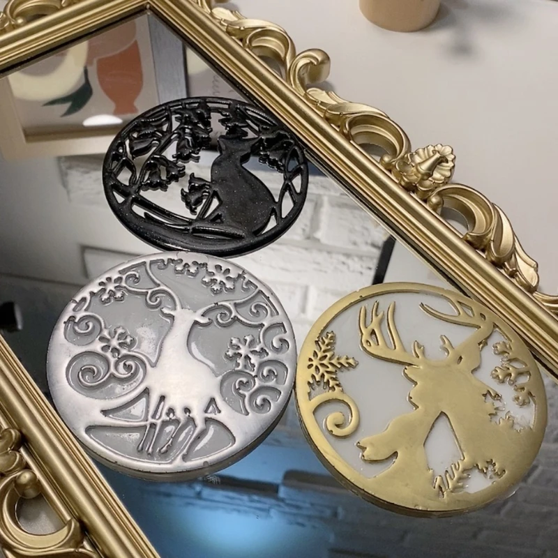 

6 Styles DIY Ashtray Thin Round Discs Decorative Deer Butterfly Resin Mold B36D