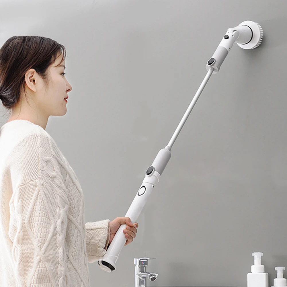 

Modern Electric Cleaning Brush Bathroom Bathtub Kitchen Scrub Cleaner Tools Set Multi-functional Charging Long Handle Brush