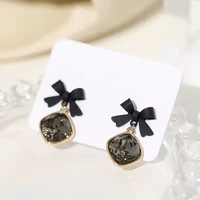 2021 new fashion fine crystal korean temperament drop earrings joker trendy black bowknot women dangle earrings jewelry
