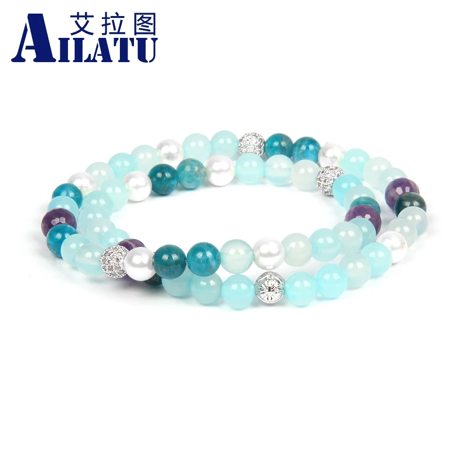 Ailatu новый женский браслет с 6 мм натуральным апатитом и фиолетовыми