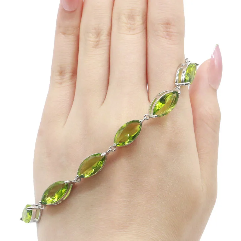 16x8 мм великолепный Смоки Топаз Зеленый Перидот подарок для сестры серебряный