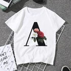 Футболка L O V E 26 с принтом английского алфавита, Повседневная футболка в стиле Харадзюку с цветочным принтом, женская новая летняя модная женская футболка