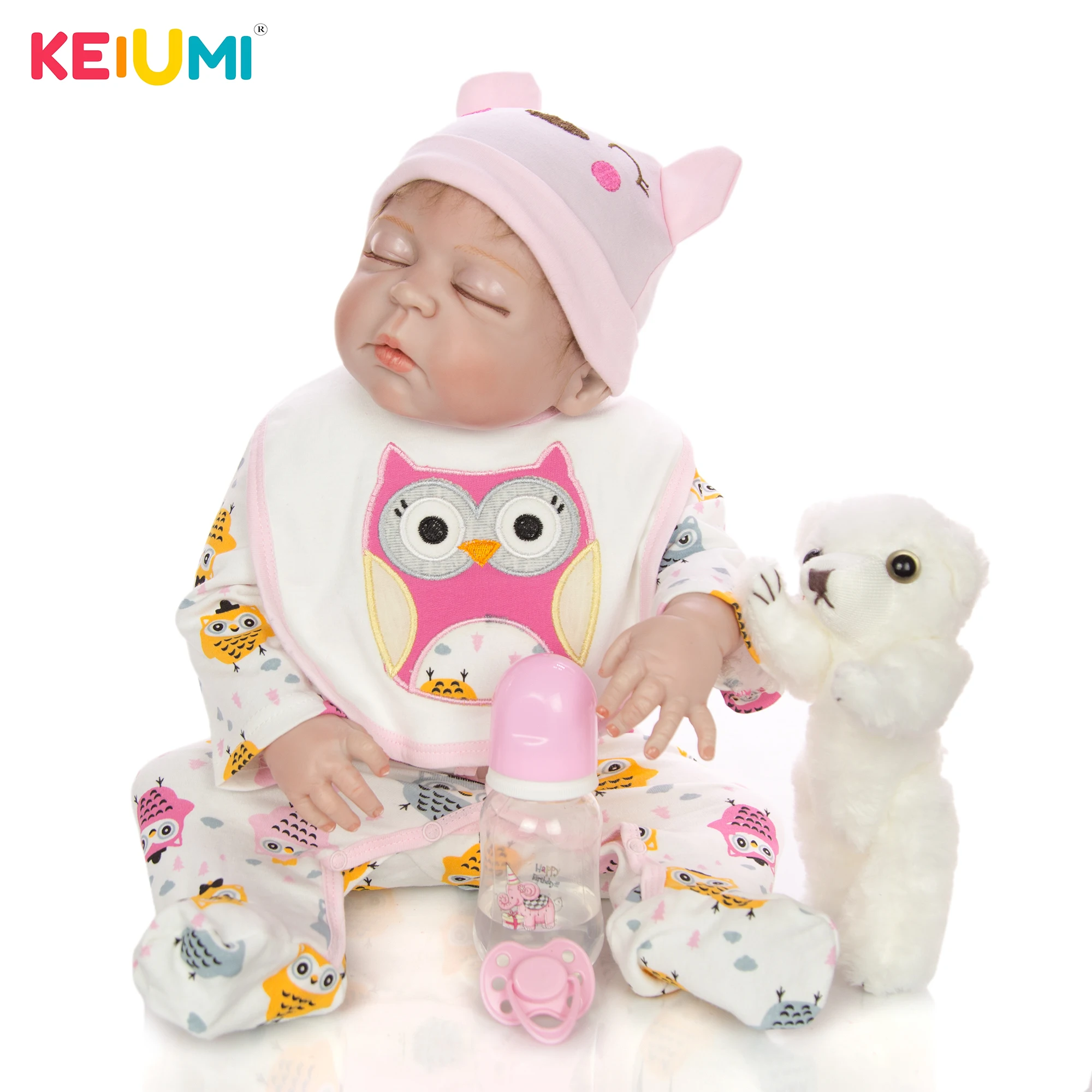 

KEIUMI 23 Inch As Sleeping Reborn Doll Baby Full Silicone Vinyl Body Lifelike Doll Reborn Girls Toy For Children Birthday Gifts