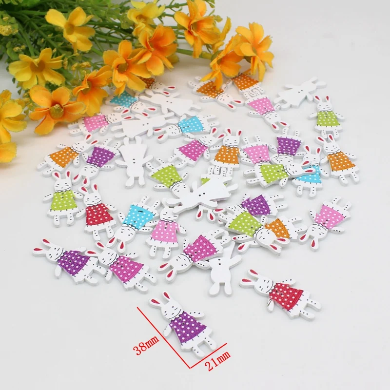 50 шт. смешанные Мультяшные пуговицы в виде кролика для скрапбукинга рукоделия