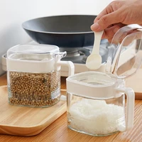 seasoning jar single household kitchen salt msg seasoning box sealed moisture proof glass salt jar with lid seasoning jar