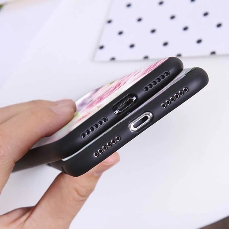 Телефон чехол для iPhone 7 XR X 6S 8 XS MAX 6 plus SE 5s Мягкий силиконовый розовый цветок