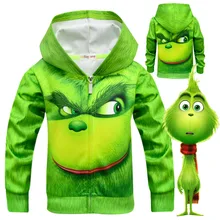 GRINCH/одежда с объемным рисунком; толстовки для мальчиков; футболки для мальчиков; Детские свитшоты; Детские футболки с героями мультфильмов; маскарадный костюм гринча