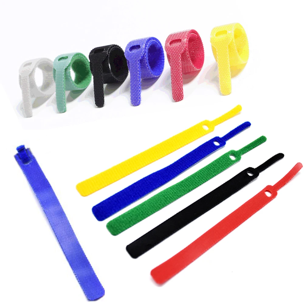 

50Pcs straight type reusable color cable ties, nylon cable ties, Velcro cable ties, with hook and loop wire management tools