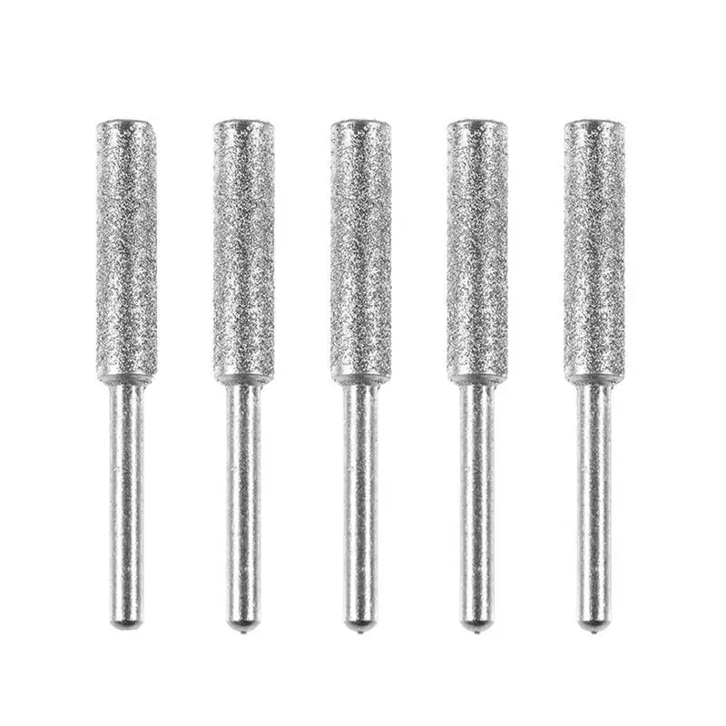 

5Pcs Diamond Coated Cylindrical Burr 4.0mm 4.8mm 5.5mm Chainsaw Sharpener Stone File Chain Saw Sharpening Carving Grinding Tools