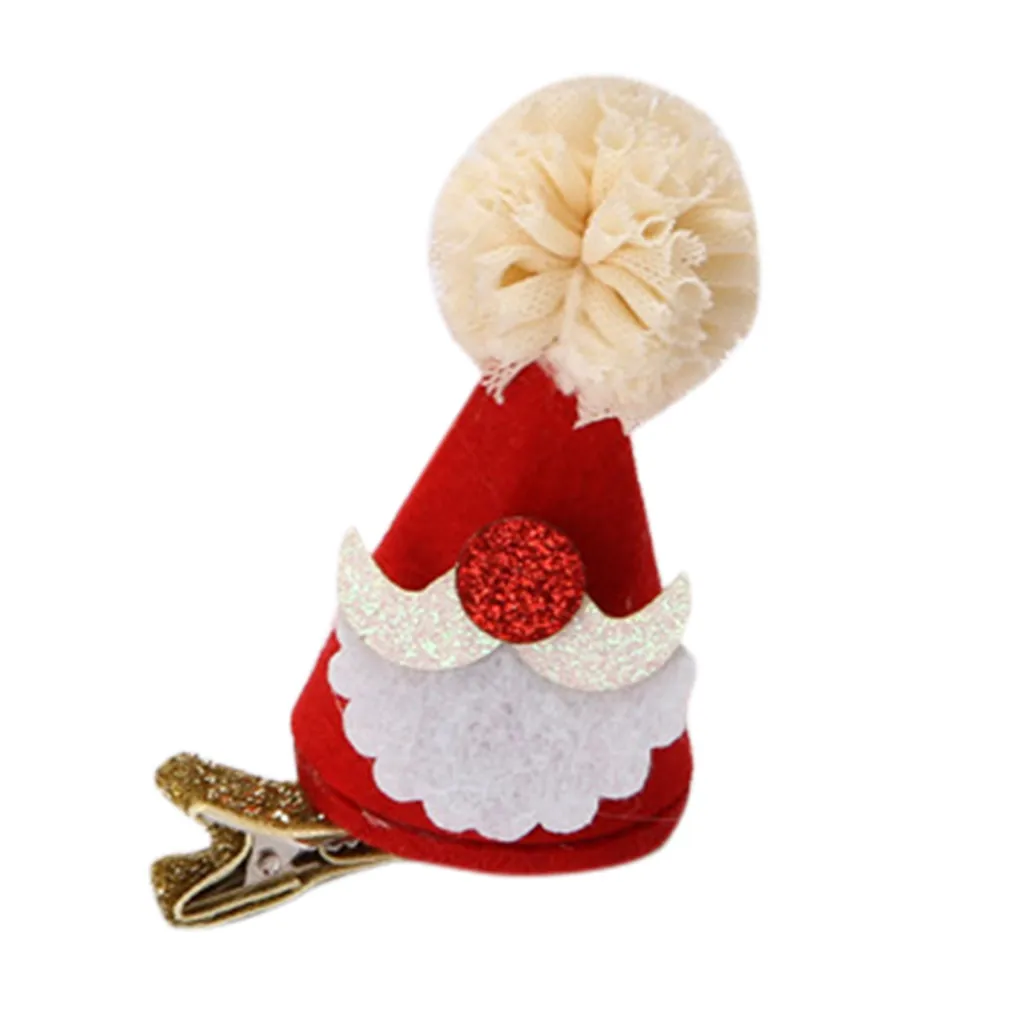 Прямая поставка детская Рождественская шляпа с блестками для девочек заколка