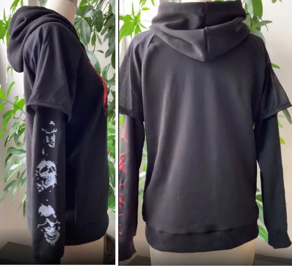 Женская толстовка с капюшоном Rosetic Gothic черная Повседневная Уличная Толстовка