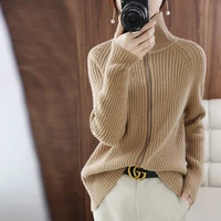 knit sweater womens high neck fashion cardigan 2021 new outer wear bottoming shirt long sleeved top were thin versatile sweater
