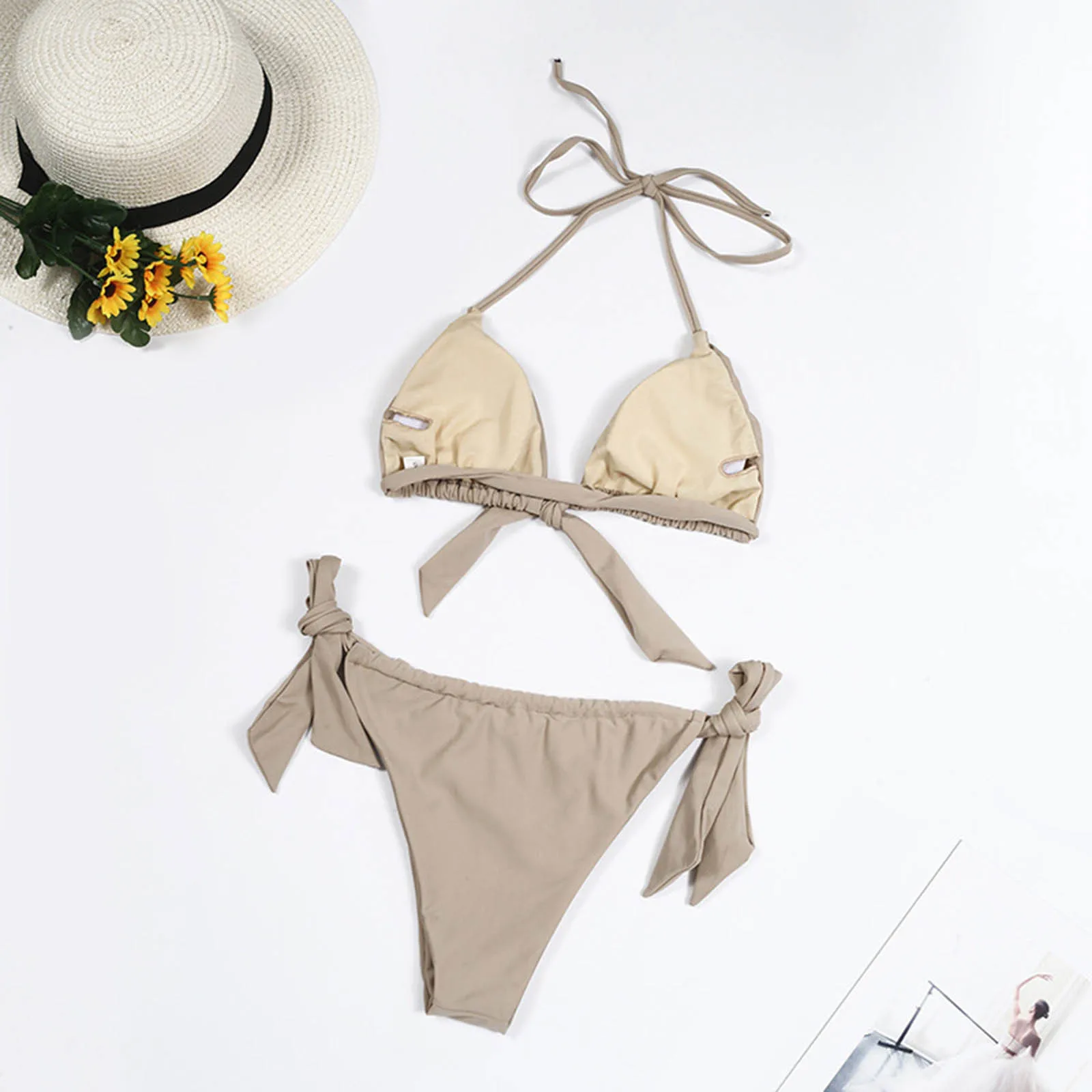 Новый Модный женский сексуальный комплект бикини модный однотонный мини-топ на