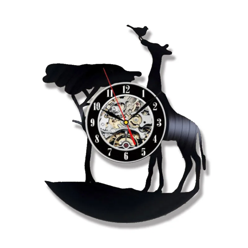 Настенные часы с виниловой пластиной в виде дикой природы жирафа сафари Африка