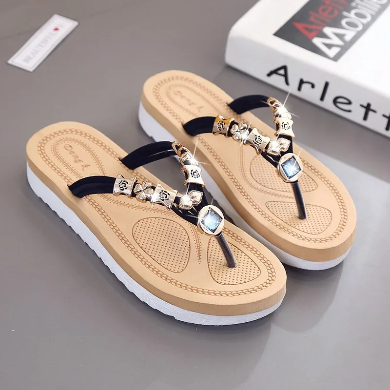 

new Summer fashion Rhinestone Women Flip Flops Shoes Sandals Slipper outside Beach Slipper zapatos