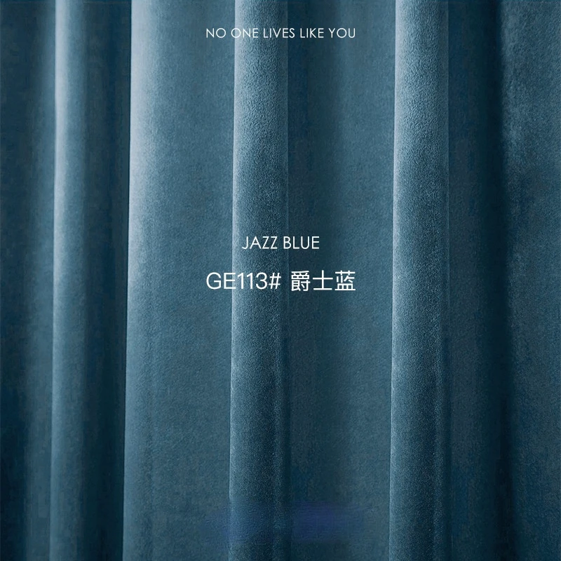

Light Luxury Velvet Curtain Dark Blue Series Pure Color Blackout Curtains Blackout Cloth Curtains for Living Dining Room Bedroom