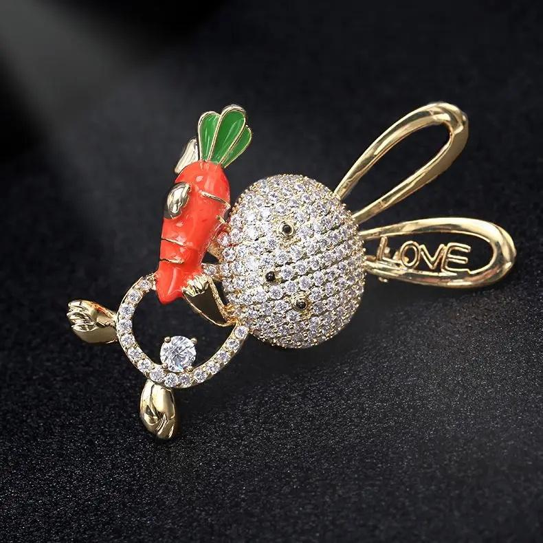 Милая любовь кристалл броши «кролик» Для женщин broche аксессуары mujer, милые животные брошь булавки ювелирные изделия девушки подарки