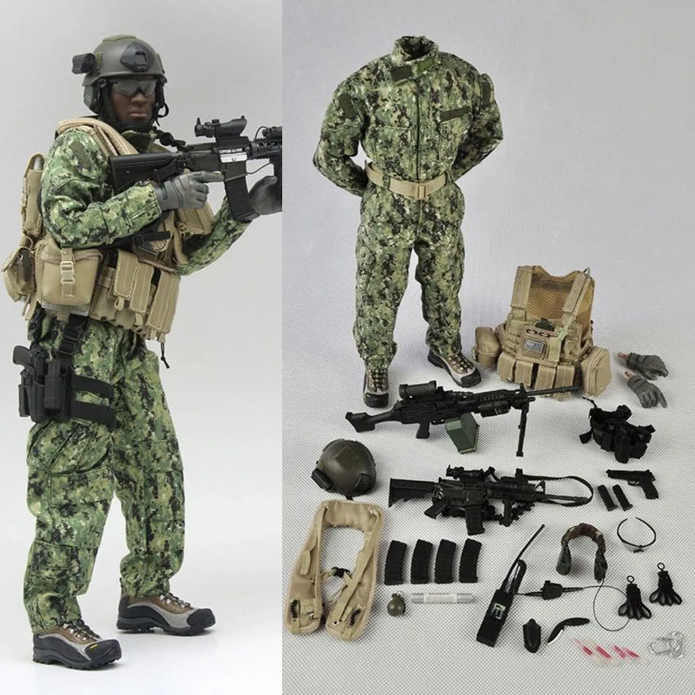 

In Stock 1/6 Scale Male American Soldier Camouflage Marines Men Arms Male War Clothes Suit Set Model for 12 inches Body
