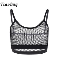 sexy transparent fishnet tops women see through spaghetti straps backless cutout mesh vest cami crop top festival rave clubwear