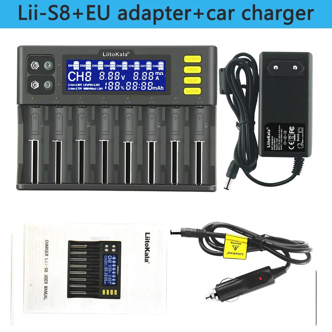 LiitoKala Lii-S8-PD4 зарядное устройство для автомобильного аккумулятора 18650 26650 21700 26700