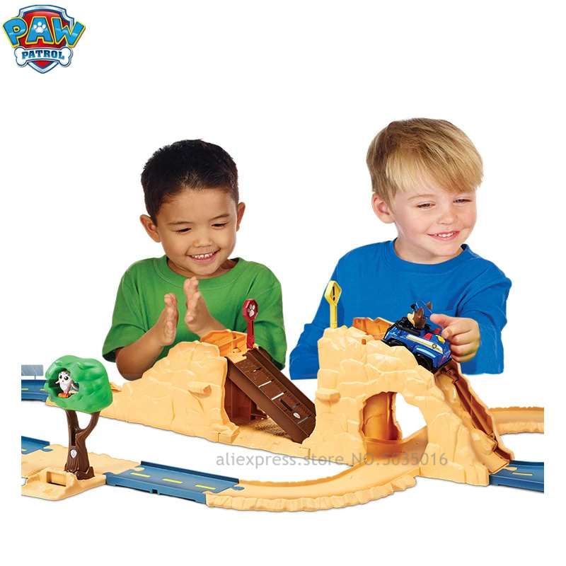 Paw patrol мальчик и девочка сшивание детская головоломка трек игрушка с инерционным механизмом моделирование сцена спасательный автомобиль набор
