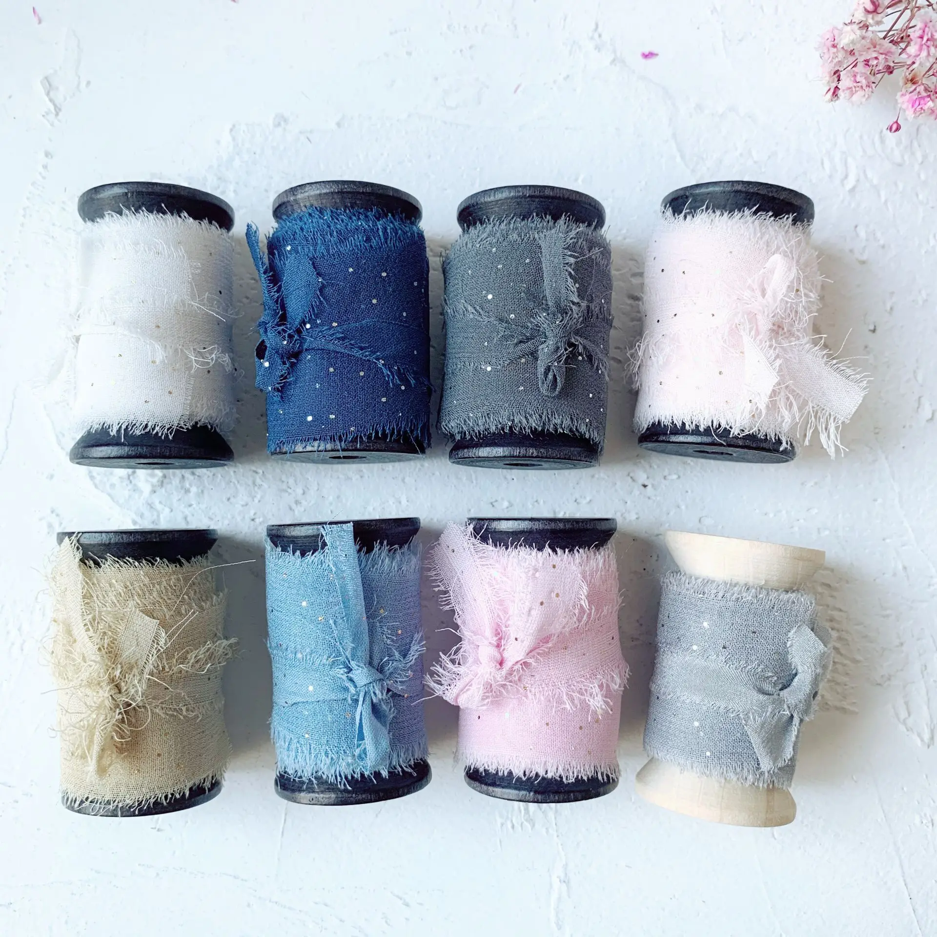 Новая лента из 100% чистого шелка 9 цветов потрепанная деревянная Ткань для