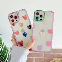 ekoneda cute graffiti love hearts case for iphone 13 12 11 pro xs max xr x 7 8 plus clear silicone women protective cases cover