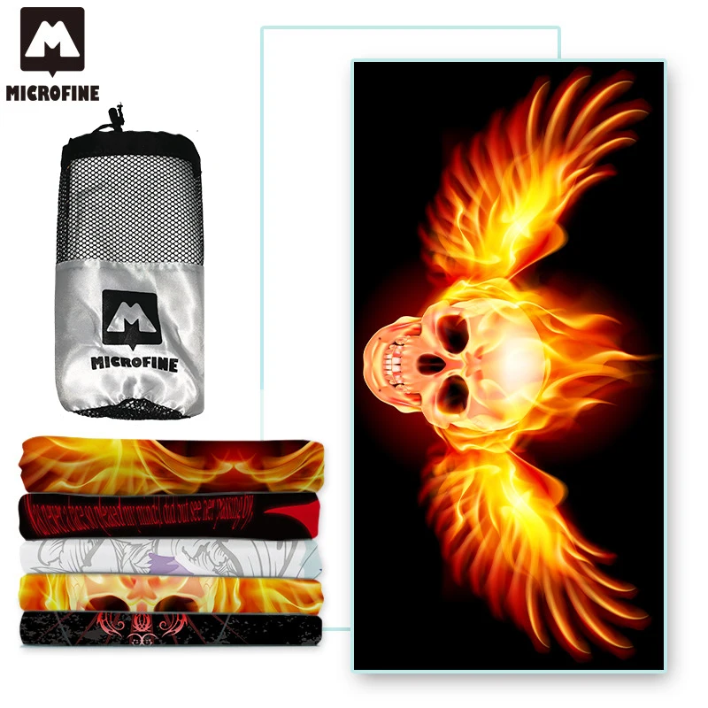 Пляжное полотенце с черепом Microfine из микрофибры для спортзала бассейна большой