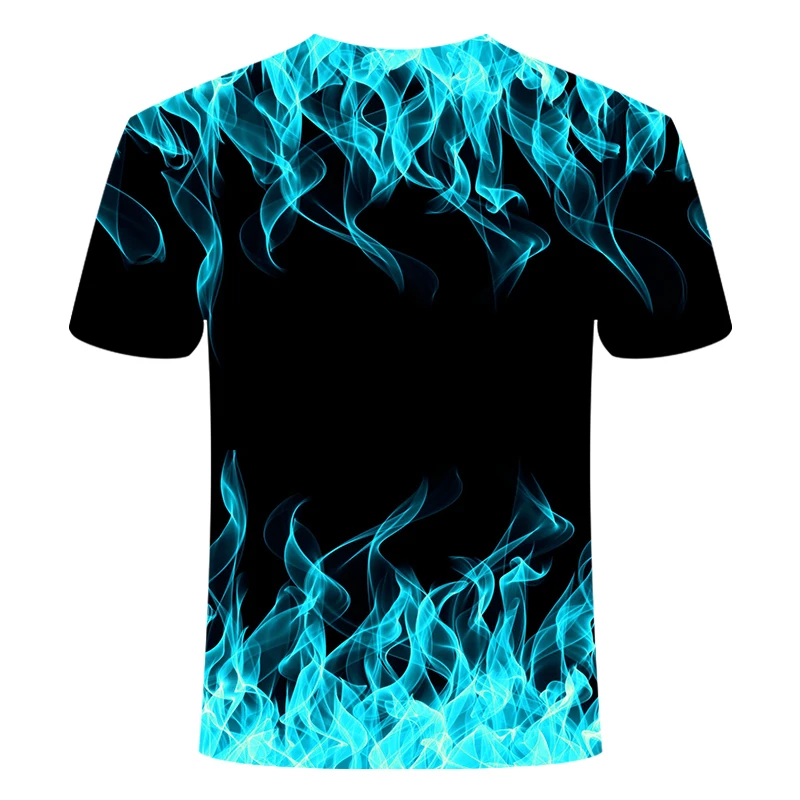 3d футболка черная футболка Повседневный Топ Camiseta Streatwear с коротким рукавом Ткань Синий Красный пламенный модная летняя футболка мужская футболка