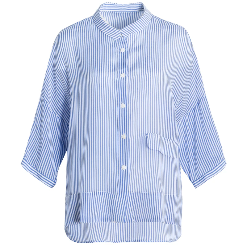 Летняя рубашка из натурального шелка 100% тутового женская блузка в полоску с