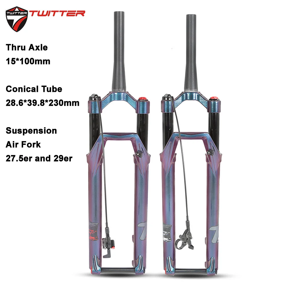 Вилка для горного велосипеда через ось 15*100 мм пневматическая подвеска с