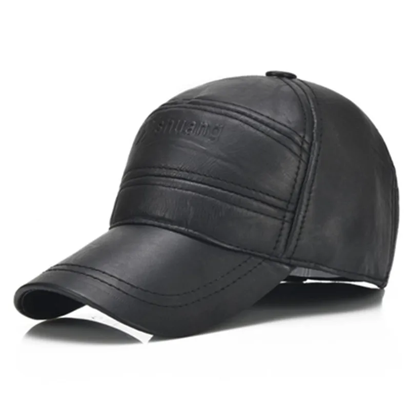 

XdanqinX New Genuine Leather Hats Adult Men's Cowhide Baseball Cap Adjustable Size Men Brands Hat Snapback Caps Dad Leather Cap