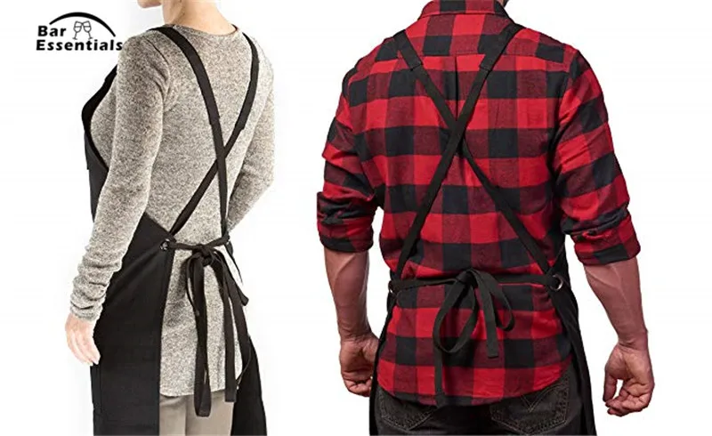 Холщовый Рабочий Фартук с карманами для инструментов черный бармена тату