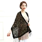 Высококачественные зимние черные длинные шарфы, Женская Бархатная шаль с выгоранием, шаль с зеброй и леопардовым принтом, шелковая Пашмина, женский подарок для влюбленных
