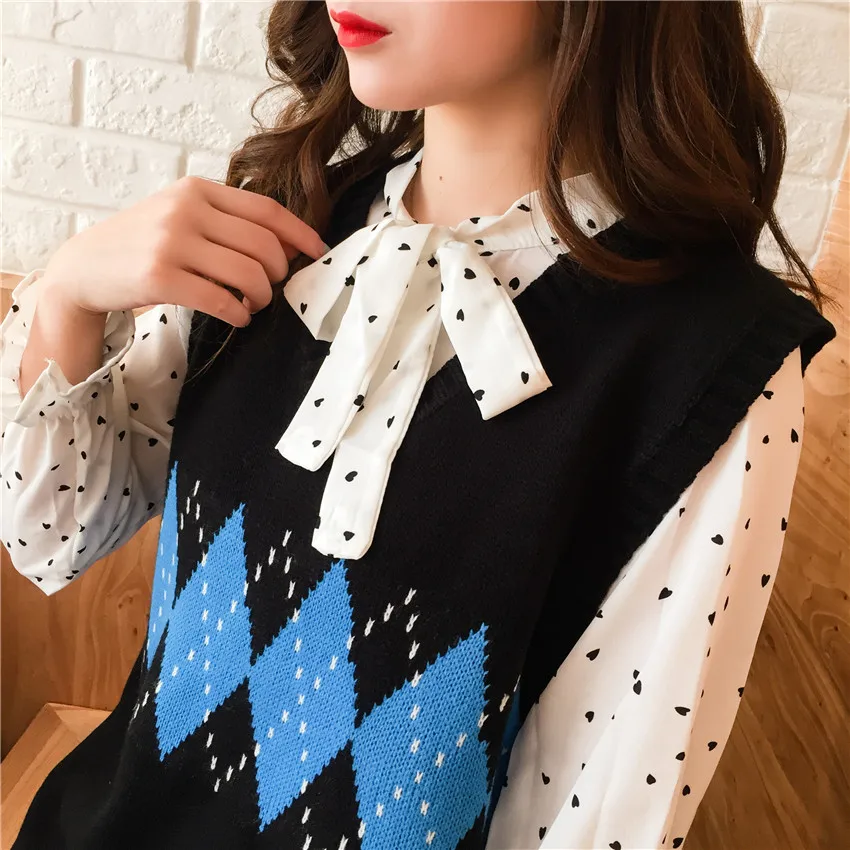 Весенний вязаный свитер в Корейском стиле с v-образным вырезом женский жилет без