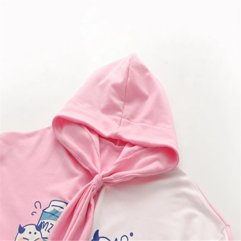 Женский свитшот с капюшоном Merry Pretty розовый мультяшным принтом и длинным рукавом