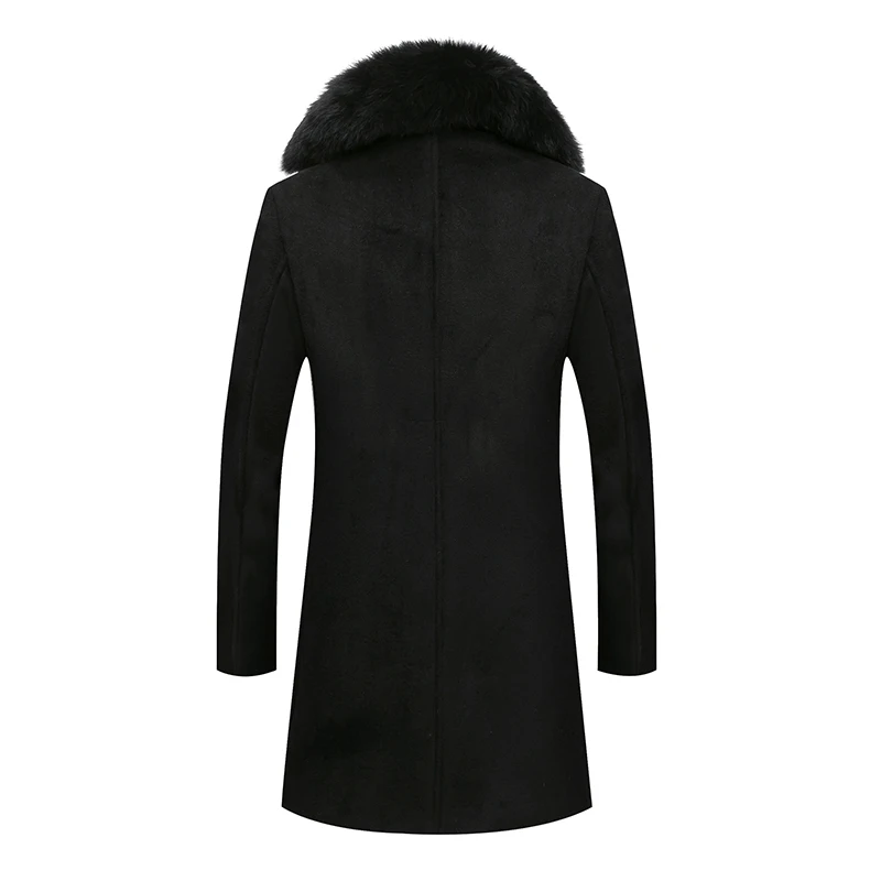 

Nice Pop Extra Long Thicken Warm Jacket Men Wool Coat Winter High Quality Big Detachable Fur Collar Overcoat Man