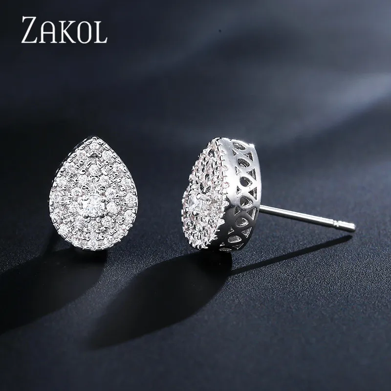 White ZAKOL простые высококачественные каплевидные серьги с цирконием кубической огранки для женщин свадебный ужин юбилей ювелирные изделия FSEP2373 - Окраска металла: White