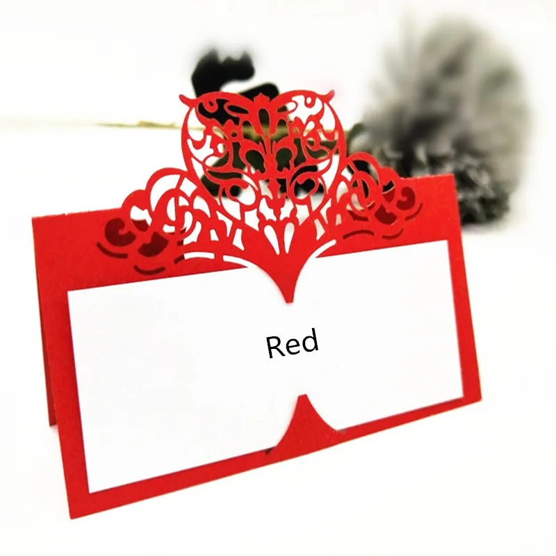red 100/50 шт в наборе, лазерная резка сердце именная табличка посадочные карточки украшение для сидения за столом одежда для свадьбы, дня рождения Украшение стола номера для сидения 8Z - Цвет: red