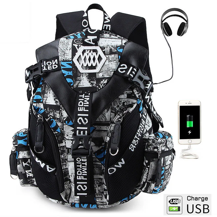 

Crossten High Quality Fashional 14-15"Laptop Backpack USB Charge Port Schoolbag Waterproof mochila masculina Hiking Travel Bags