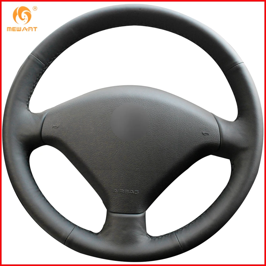 MEWANT черные аксессуары из натуральной кожи для Peugeot 307 интерьера|car steering wheel cover|steering