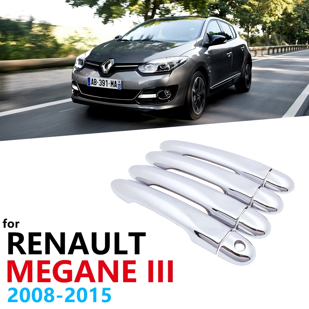 Luxurious Chrome Side Door Handle Cover Trim for Renault Megane III Scala 2008~2015 Car Accessories Sticker Catch 2009 2010 2011