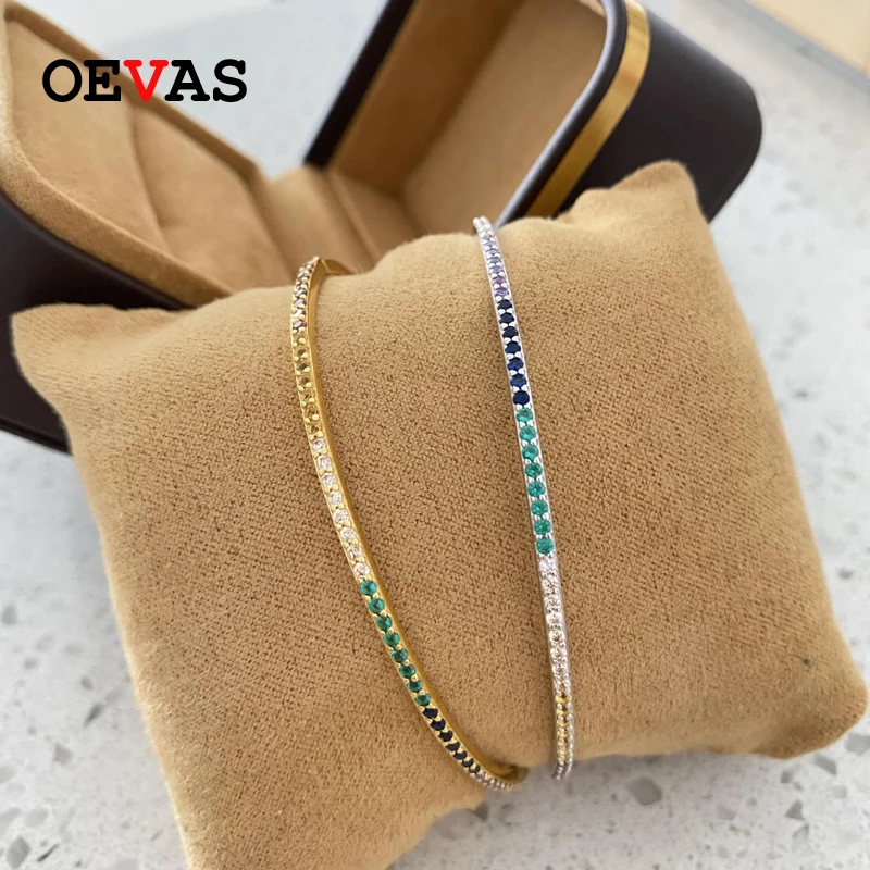 OEVAS 100% Стерлинговое Серебро 925 пробы с золотым браслетом очаровательные