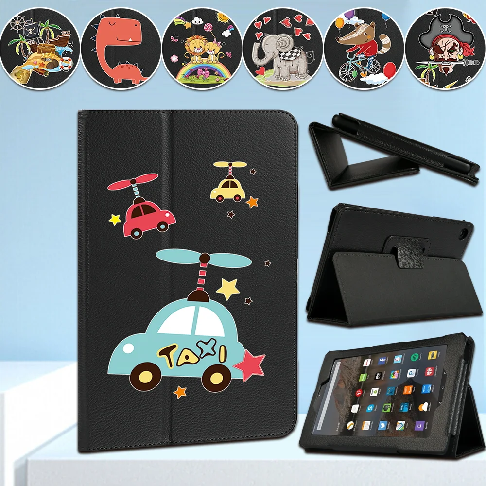 

For Amazon Fire HD 8 (6th/7th/8th) /HD10 (5/7/9th Gen)/Fire 7(5th/7th/9th) Cartoon Pattern Back Suppor Tablet Stand Cover Case