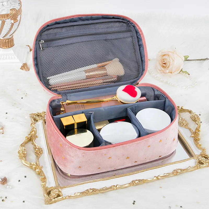 

Velvet Toiletry Storage Bag High-Grade Makeup Case Travel Outdoor Portable Cosmetic Lipstick Jewelry Organizer Home Medical Kit