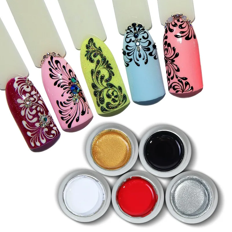 Высокое Качество Гель лак для живописи 5 мл рисунок УФ гель ногтей Белый Черный