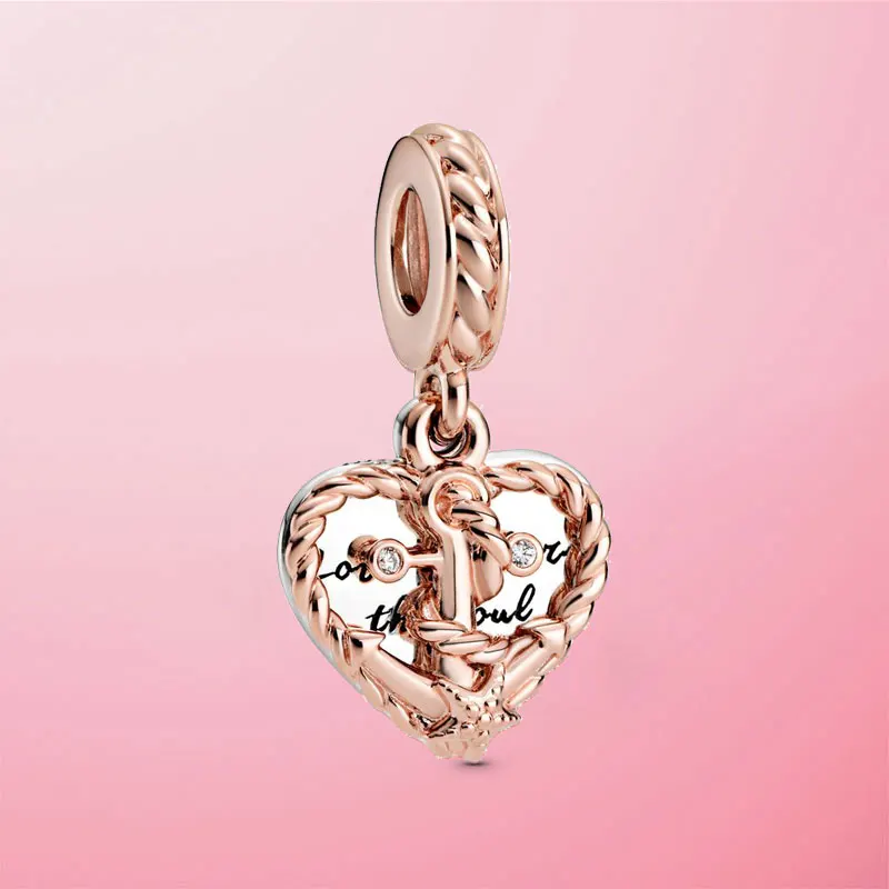 Новинка лета 2020 бусины-подвески из серебра 925 пробы с веревкой в виде сердца и