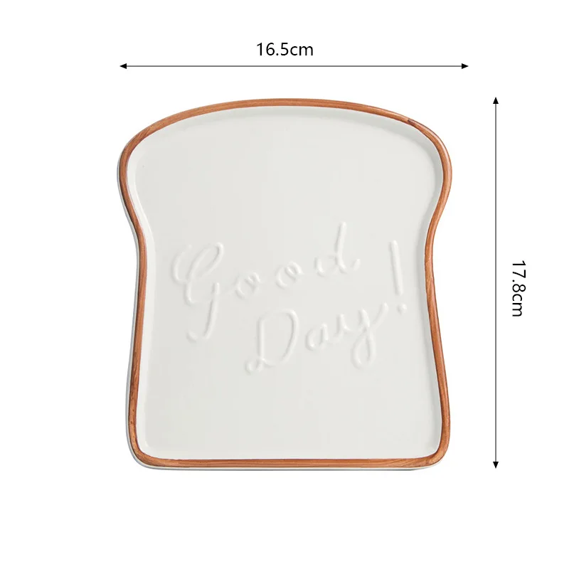 

Toast Dinner Plates Snack Tray Creative Ceramic Breakfast Plates Bread Shape Dinnerware Fruit Snack Dessert Plates Kitchen Tools