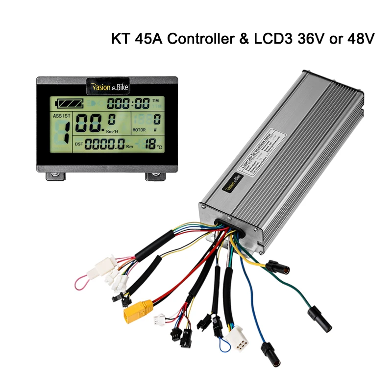 Pasion контроллер электровелосипеда 48 В бесщеточный 18 Mosfet DC контроллер синусоидальных колебаний Электрический велосипед 45A контроллер KT ЖК-дисплей компонент - Цвет: 45A-LCD3-36or48V